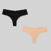 Airbrush Invisible Thong (2 Pack) - Black & Champagne