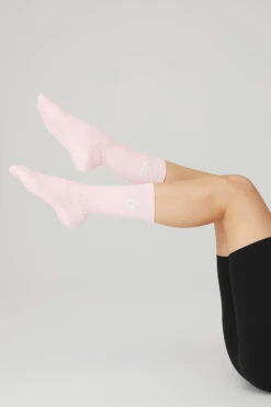 Women's Throwback Barre Sock - Powder Pink/White -Attire Mew Sales A0263W 03826 b1 s1 a3 1 m89