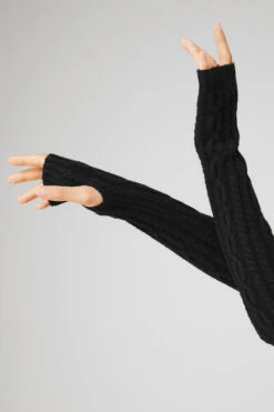 Cable Knit Arm Warmers - Black 5 Cable Knit Arm Warmers - Black -Attire Mew Sales A0350U 01 b1 a2
