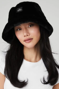 Faux Fur Bucket Hat - Black 6 Faux Fur Bucket Hat - Black -Attire Mew Sales A0375U 01 b1 a1 m54