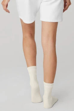Unisex Half-Crew Throwback Sock - Bone/White -Attire Mew Sales A0480U 03083 b1 a3 m54