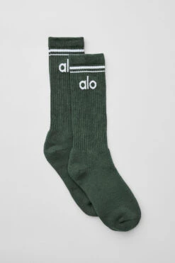Unisex Throwback Sock - Dark Cactus/White
