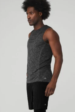 Amplify Seamless Muscle Tank - Black Heather -Attire Mew Sales M2045R 10061 b1 s3 a2 1 m12