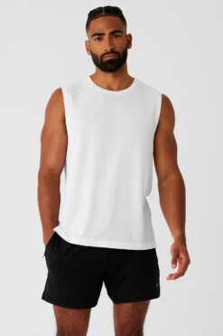 Sports Club Palms Muscle Tank - White/Black
