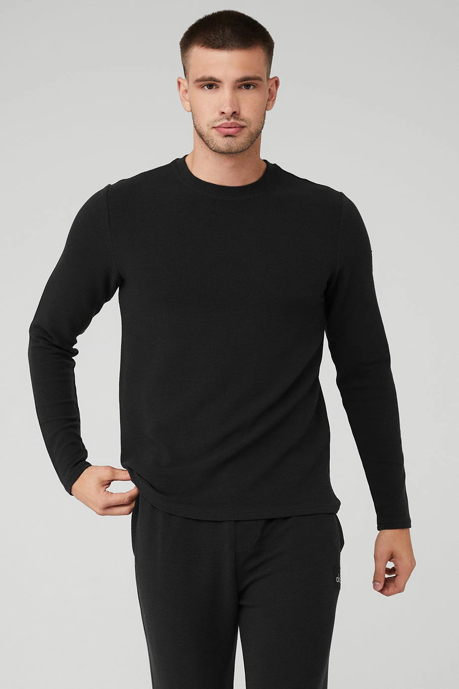 Micro Waffle Fast Break Long Sleeve Tee - Black 1 Micro Waffle Fast Break Long Sleeve Tee - Black