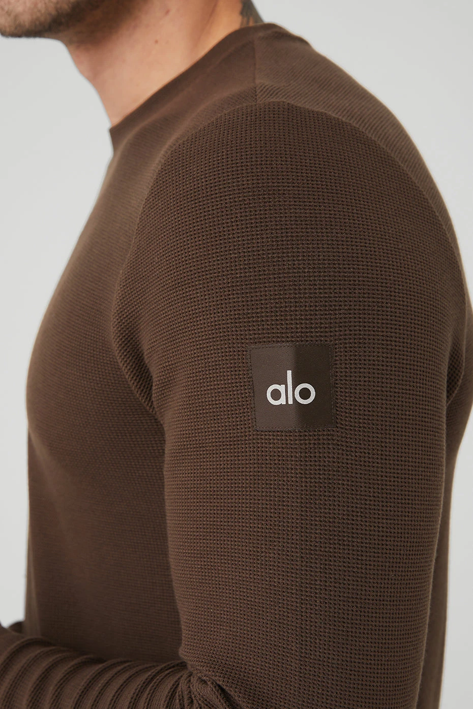 Micro Waffle Fast Break Long Sleeve Tee - Espresso 4 Micro Waffle Fast Break Long Sleeve Tee - Espresso - Image 4