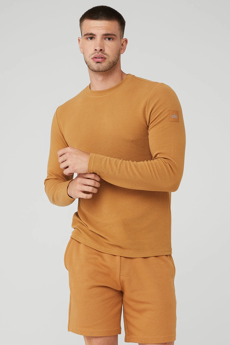 Micro Waffle Fast Break Long Sleeve Tee - Toffee 1 Micro Waffle Fast Break Long Sleeve Tee - Toffee