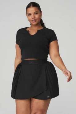Ribbed Cropped Savvy Short Sleeve - Black -Attire Mew Sales W1413R 01 b1 s4 a1 1 m83