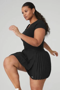 Ribbed Cropped Savvy Short Sleeve - Black -Attire Mew Sales W1413R 01 b1 s4 a2 1 m83