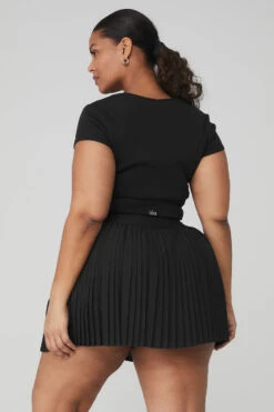 Ribbed Cropped Savvy Short Sleeve - Black -Attire Mew Sales W1413R 01 b1 s4 a3 1 m83