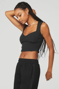 Ribbed Sweetheart Short Sleeve - Black 7 Ribbed Sweetheart Short Sleeve - Black -Attire Mew Sales W1421R 01 b1 s1 a2 1 m76