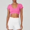 Seamless Ribbed Cropped Serene Short Sleeve - Paradise Pink