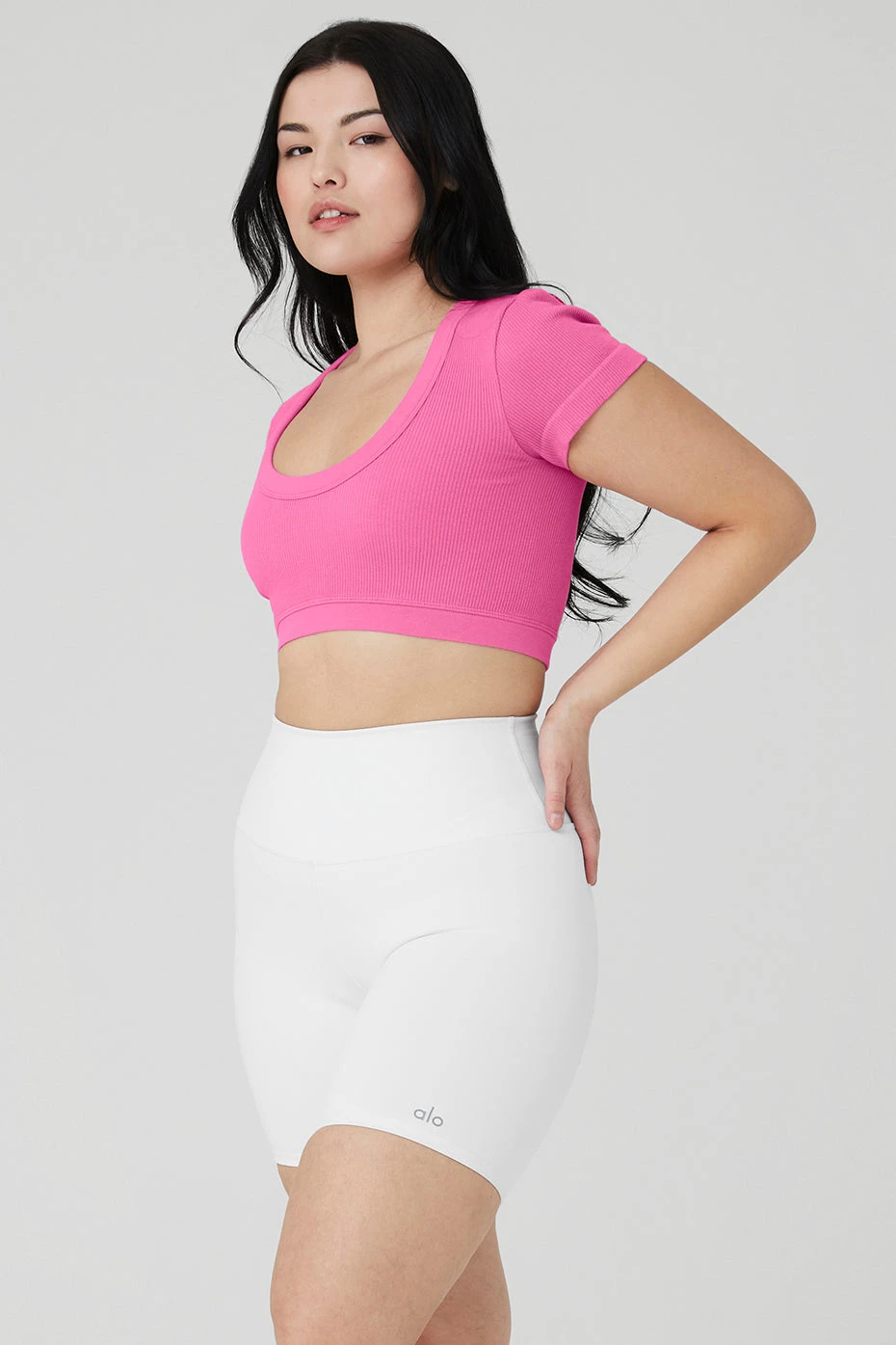 Seamless Ribbed Cropped Serene Short Sleeve - Paradise Pink 8 Seamless Ribbed Cropped Serene Short Sleeve - Paradise Pink - Image 8