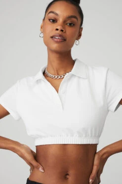 Cropped Prestige Polo - White -Attire Mew Sales W1429R 00 b1 s1 a4 1 m76