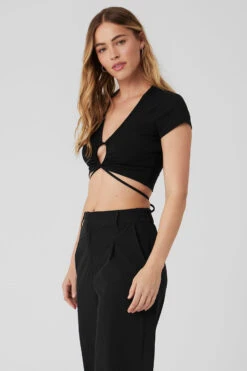 Airbrush Criss Cross Short Sleeve - Black 12 Airbrush Criss Cross Short Sleeve - Black -Attire Mew Sales W1434R 01 b1 s1 a2 1 m89