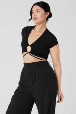 Airbrush Criss Cross Short Sleeve - Black 17 Airbrush Criss Cross Short Sleeve - Black -Attire Mew Sales W1434R 01 b1 s4 a2 1 m29