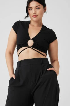 Airbrush Criss Cross Short Sleeve - Black 18 Airbrush Criss Cross Short Sleeve - Black -Attire Mew Sales W1434R 01 b1 s4 a4 1 m29