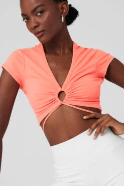 Airbrush Criss Cross Short Sleeve - Candy Orange -Attire Mew Sales W1434R 04827 b1 s1 a4 2 m100