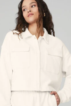 Renown Cropped Button-Up Pullover - Ivory -Attire Mew Sales W3645R 03299 b1 s1 a4 1 m90