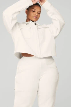 Renown Cropped Button-Up Pullover - Ivory -Attire Mew Sales W3645R 03299 b1 s4 a1 1 m83