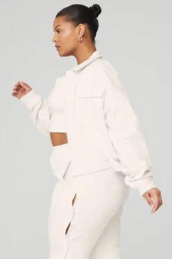 Renown Cropped Button-Up Pullover - Ivory -Attire Mew Sales W3645R 03299 b1 s4 a2 1 m83