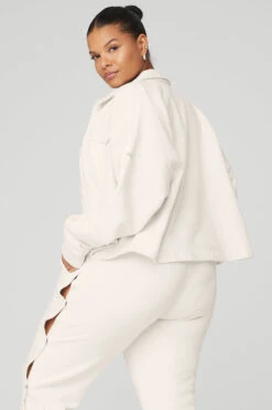 Renown Cropped Button-Up Pullover - Ivory -Attire Mew Sales W3645R 03299 b1 s4 a3 1 m83