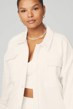 Renown Cropped Button-Up Pullover - Ivory -Attire Mew Sales W3645R 03299 b1 s4 a4 1 m83
