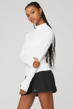 Wellness Rib Mock Neck Long Sleeve - White -Attire Mew Sales W3646R 00 b1 s1 a2 1 m76