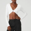 Ribbed Knotty Long Sleeve - White