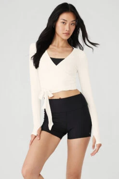 Cropped Escalate Wrap Top - Ivory