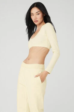 Ribbed Defined Long Sleeve Bra - French Vanilla -Attire Mew Sales W3720R 04563 b1 s1 a3 1 m54