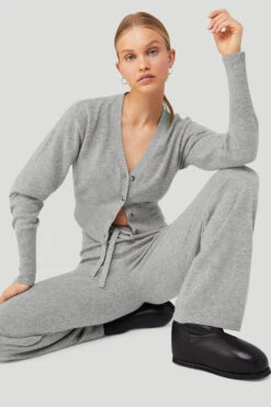 Cashmere Jet Set Cardigan - Dove Grey Heather -Attire Mew Sales W3729R 02288 b1 s1 a1 2 m131