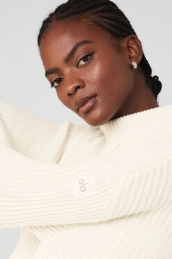 Cashmere Ribbed Winter Dream Mock Neck Coverup - Ivory -Attire Mew Sales W3739R 03299 b1 s1 a4 1 m100