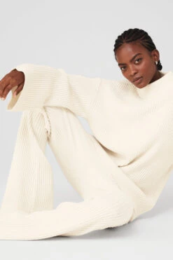 Cashmere Ribbed Winter Dream Mock Neck Coverup - Ivory -Attire Mew Sales W3739R 03299 b1 s1 a5 1 m100