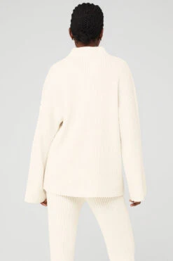 Cashmere Ribbed Winter Dream Mock Neck Coverup - Ivory -Attire Mew Sales W3739R 03299 b1 s1 a2 1 m100 08503742 ef4f 4ec5 b933 745e46199c97