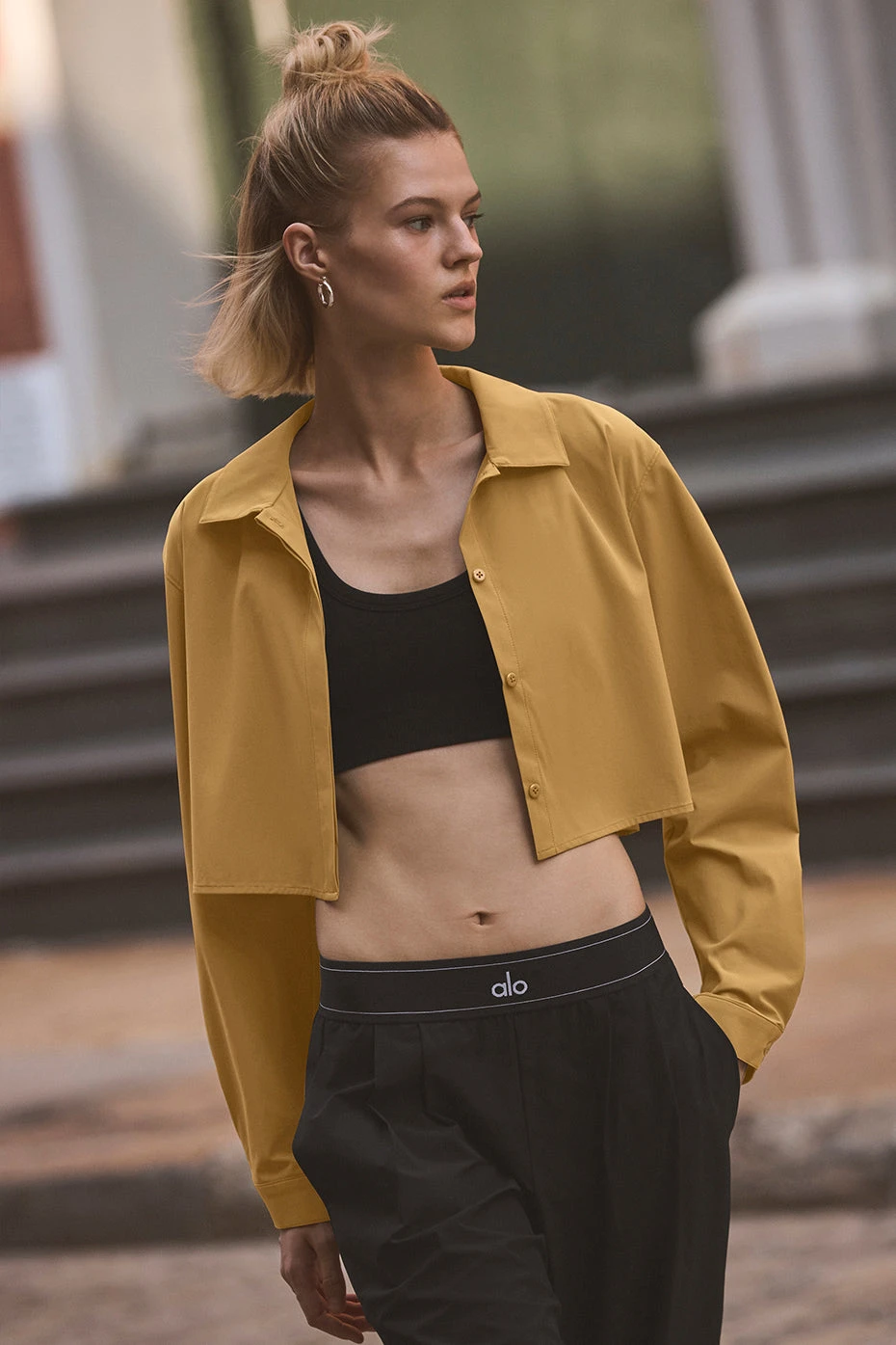 Cropped Take Me Out Button Up - Golden Olive Branch 1 Cropped Take Me Out Button Up - Golden Olive Branch