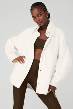 Micro Sherpa Envy Shacket - Ivory