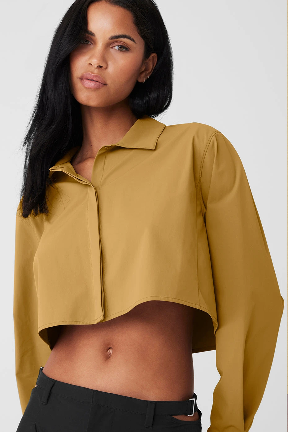Cropped Take Me Out Button Up - Golden Olive Branch 5 Cropped Take Me Out Button Up - Golden Olive Branch - Image 5