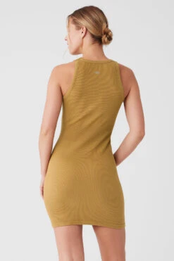 Seamless Ribbed Warm Nights Dress - Golden Olive Branch 11 Seamless Ribbed Warm Nights Dress - Golden Olive Branch -Attire Mew Sales W8143R 4989 b1 s1 a3 1 m89
