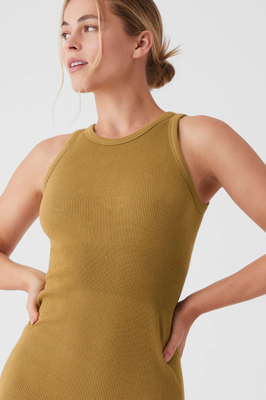 Seamless Ribbed Warm Nights Dress - Golden Olive Branch 5 Seamless Ribbed Warm Nights Dress - Golden Olive Branch - Image 5