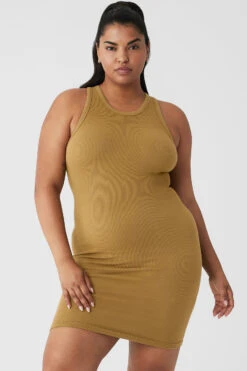 Seamless Ribbed Warm Nights Dress - Golden Olive Branch 14 Seamless Ribbed Warm Nights Dress - Golden Olive Branch -Attire Mew Sales W8143R 4989 b1 s4 a1 1 m152