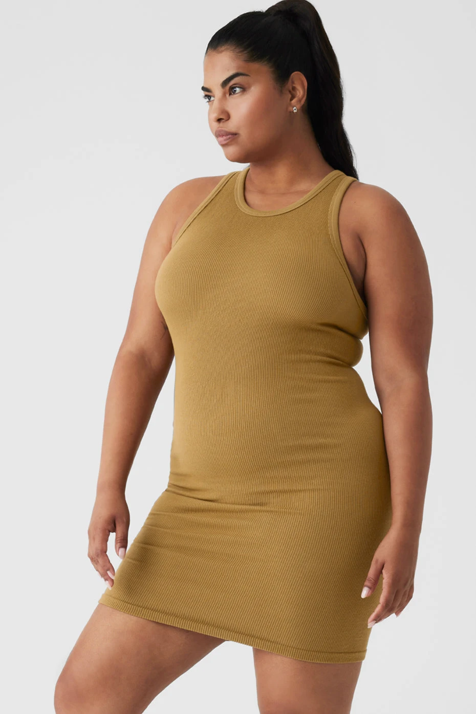 Seamless Ribbed Warm Nights Dress - Golden Olive Branch 8 Seamless Ribbed Warm Nights Dress - Golden Olive Branch - Image 8