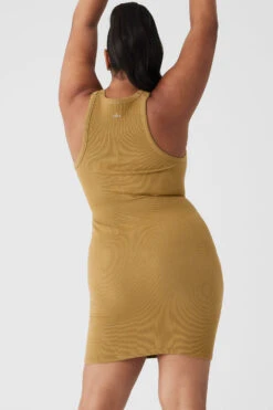 Seamless Ribbed Warm Nights Dress - Golden Olive Branch 15 Seamless Ribbed Warm Nights Dress - Golden Olive Branch -Attire Mew Sales W8143R 4989 b1 s4 a3 1 m152