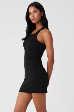 Goddess Ribbed Go-To Dress - Black -Attire Mew Sales W8207R 010 b1 s1 a3 1 m18