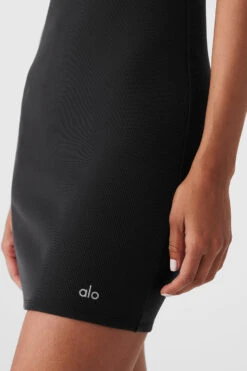 Goddess Ribbed Spaghetti Strap Dress - Black -Attire Mew Sales W8208R 01 b1 s1 a4 1 m18