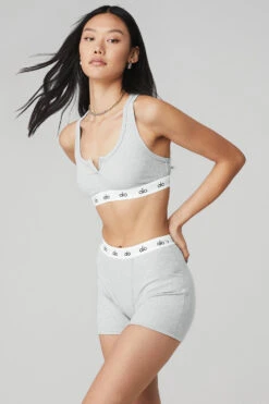 Icon Ribbed Henley Bra - Athletic Heather Grey 8 Icon Ribbed Henley Bra - Athletic Heather Grey -Attire Mew Sales W9316R 02910 b1 s1 a2 1 m54