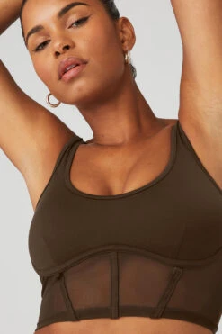 Airbrush Mesh Corset Tank - Espresso -Attire Mew Sales W9462R 04064 b1 s1 a4 1 m18