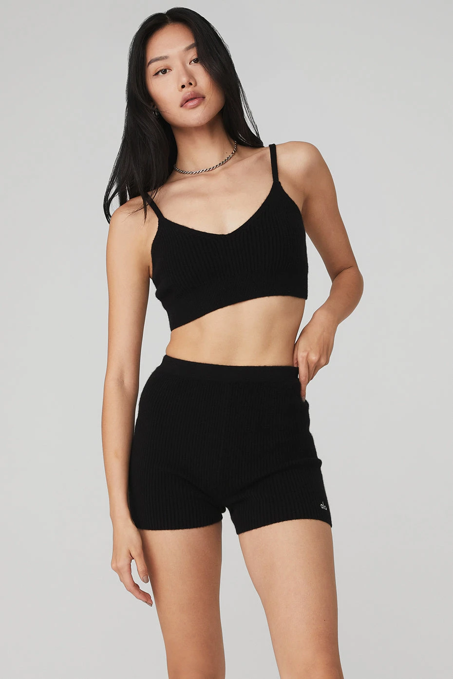 Cashmere Ribbed Staycation Bra - Jet Black 1 Cashmere Ribbed Staycation Bra - Jet Black