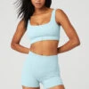 Seamless Cable Knit Bra - Chalk Blue