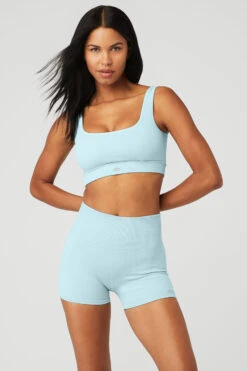 Seamless Cable Knit Bra - Chalk Blue